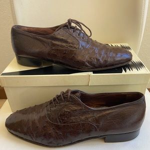 Moreschi Ostrich Skin Men’s Oxford Shoes Brown